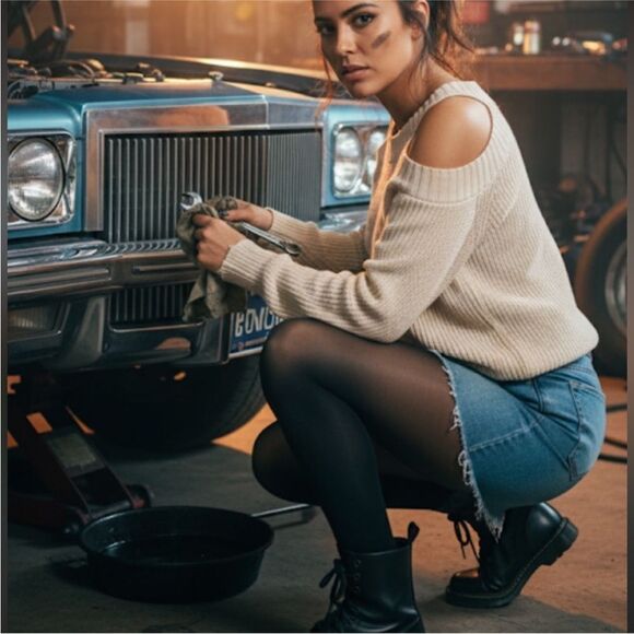 New Vintage Havana Oatmeal Women's Cold Shoulder Distressed Sweater size Small - Picture 1 of 13